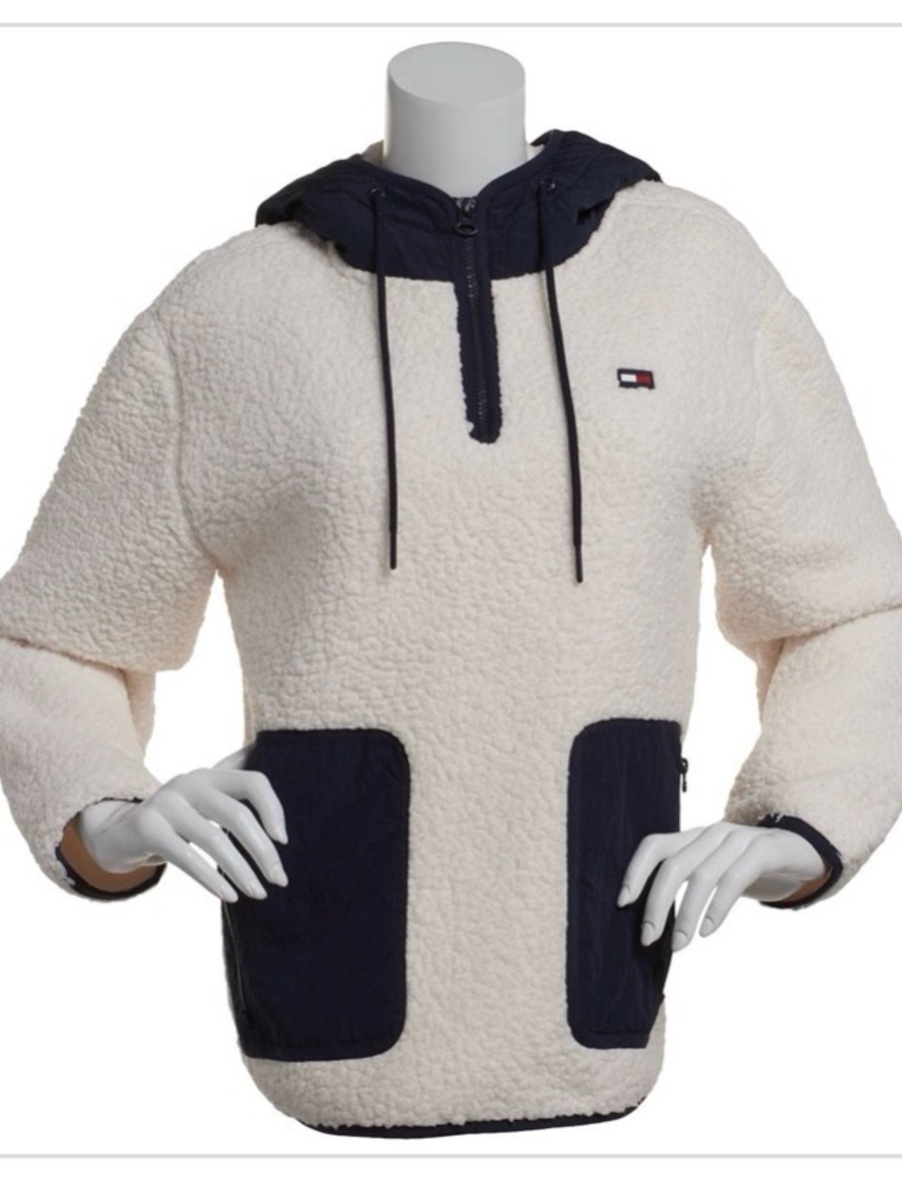 Tommy Hilfiger Women's Solid Sherpa Hooded Pullover Jacket